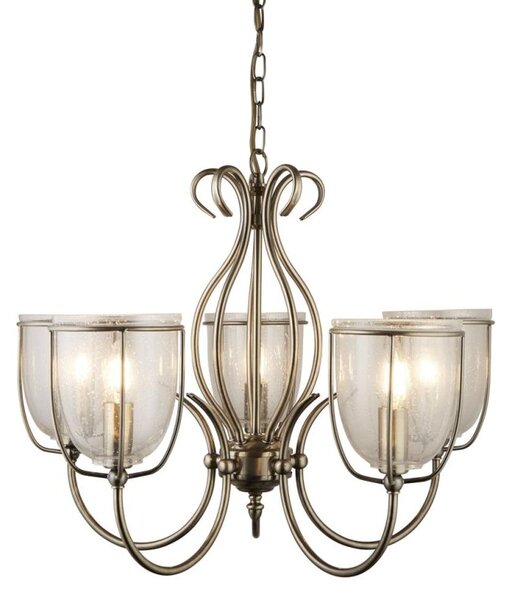 Searchlight 6355-5AB Silhouette 5 Light Ceiling Pendant In Antique Brass