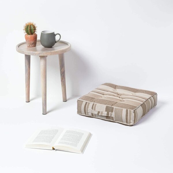 Homescapes Morocco Striped Cotton Floor Cushion Beige