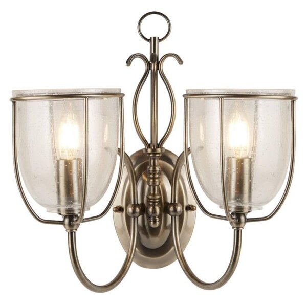 Searchlight 6352-2AB Silhouette 2 Light Wall Light In Antique Brass