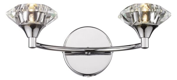 Dar LUT0950 Luther 2 Light Crystal Wall Light in Polished Chrome