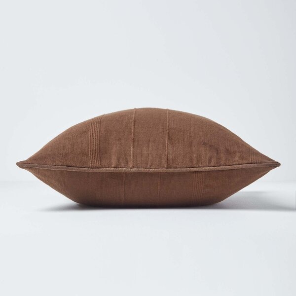 Homescapes Cotton Rajput Ribbed Chocolate Cushion Cover, 45 x 45 cm