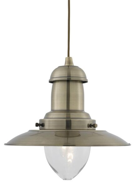Searchlight 4301AB Large Fisherman Ceiling Pendant In Antique Brass