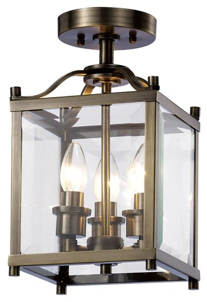IL31110 Aston 3 Light Antique Brass Ceiling Lantern