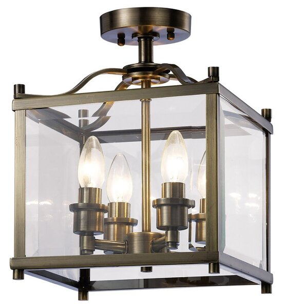 IL31111 Aston 4 Light Antique Brass Ceiling Lantern