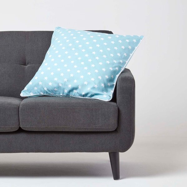 Homescapes Cotton Blue Stars Cushion Cover, 60 x 60 cm