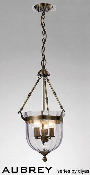 IL31076 Aubrey 3 Light Antique Brass Ceiling Pendant