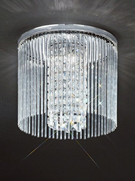 Franklite CF5727 Large Chrome & Crystal Flush Ceiling Light