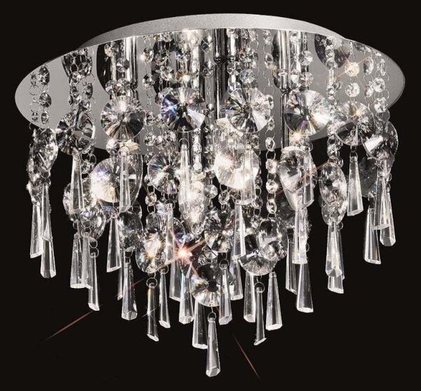 Franklite CF5719 Jazzy Round 4 Light Crystal Bathroom Flush Ceiling Light