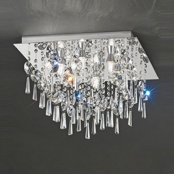 Franklite CF5722 Square 6 Light Crystal Bathroom Flush Ceiling Light
