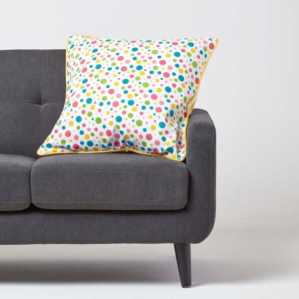 Homescapes Cotton Multi Colour Polka Dots Cushion Cover, 45 x 45 cm