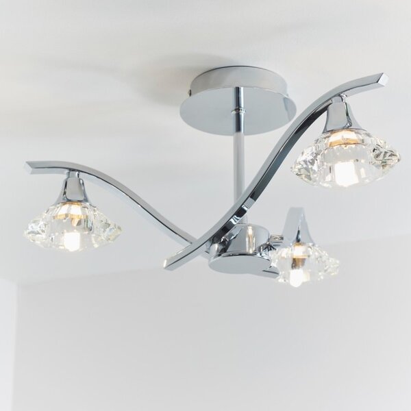 Endon LANGELLA-3CH 3 Light Polished Chrome Semi Flush Ceiling Light
