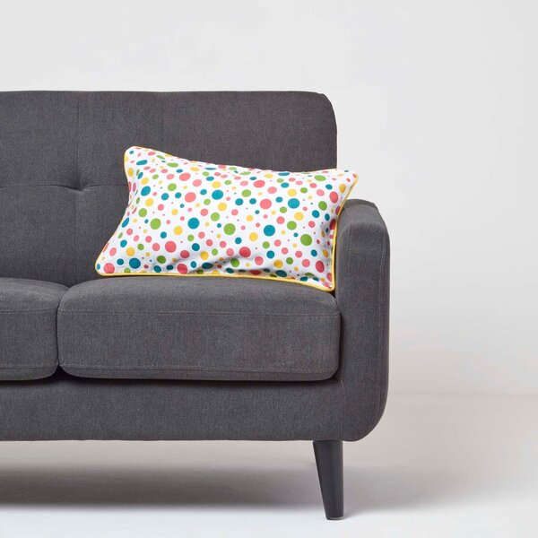 Cotton Multi Colour Polka Dots Rectangular Cushion Cover, 30 x 50 cm