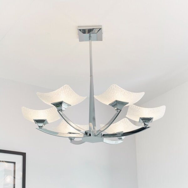 Endon AYRES-6CH 6 Light Chrome & Glass Multi Arm Ceiling Pendant