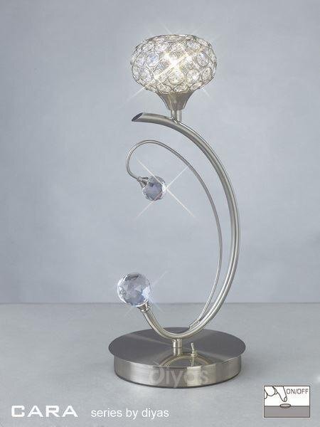 IL30939 Cara 1 Light Satin Nickel Table Lamp