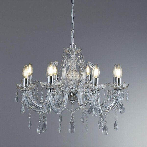 Searchlight 399-8 Marie Therese 8 Light Chandelier Ceiling Light In Polished Chrome