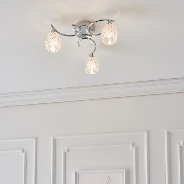 Endon BOYER-3CH 3 Light Polished Chrome Semi Flush Ceiling Light