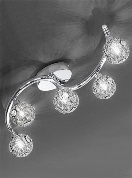 F2305/5 Atoms 5 Light Chrome and Crystal Ceiling light