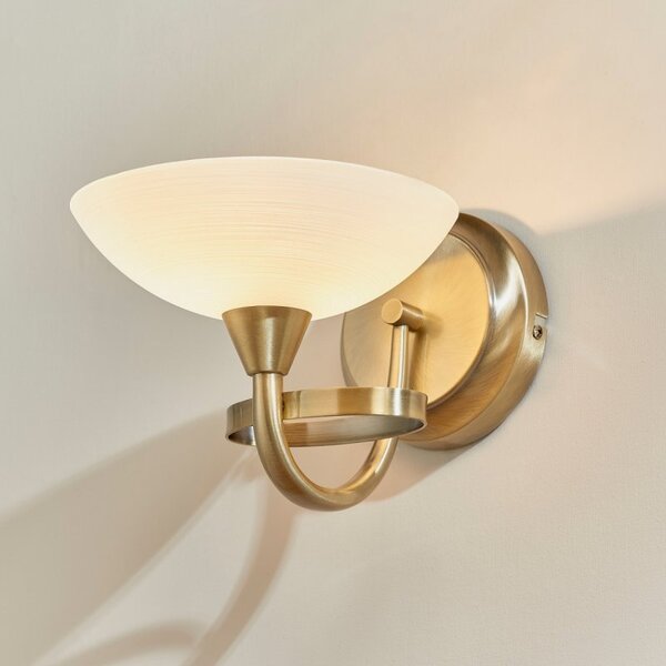 Endon CAGNEY-1WBAB 1 Light Glass & Antique Brass Wall Light