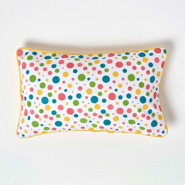 Cotton Multi Colour Polka Dots Rectangular Cushion Cover, 30 x 50 cm