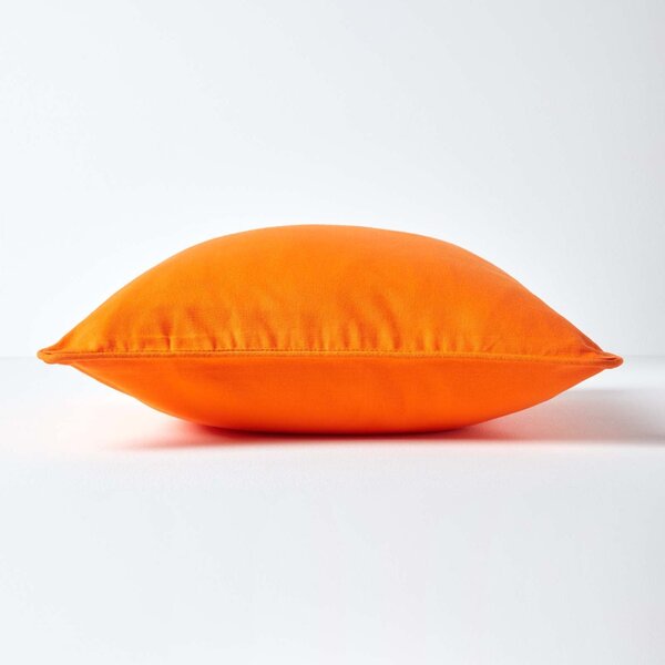 Homescapes Cotton Plain Orange Rectangular Cushion Cover, 30 x 50 cm