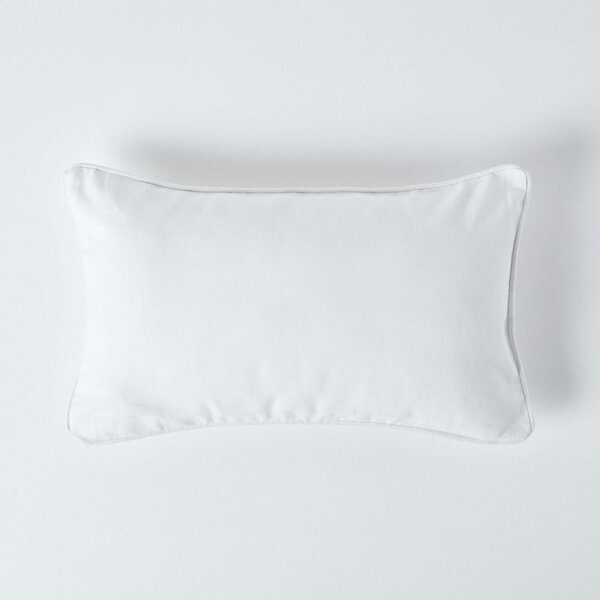 Homescapes Cotton Plain Off White Rectangular Cushion Cover,30 x 50 cm