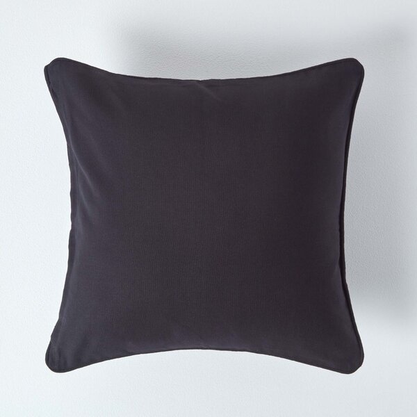 Homescapes Cotton Plain Black Cushion Cover, 30 x 30 cm