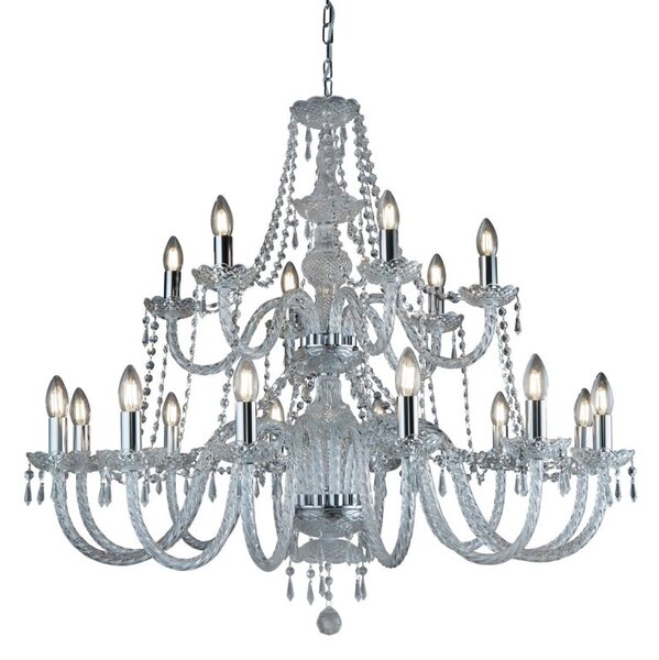 Searchlight Large 18 Arm Two Tier Crystal Chandelier Ceiling Light In Polished Chrome