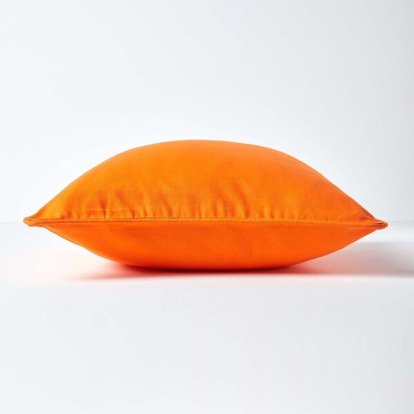 Homescapes Cotton Plain Orange Cushion Cover, 30 x 30 cm