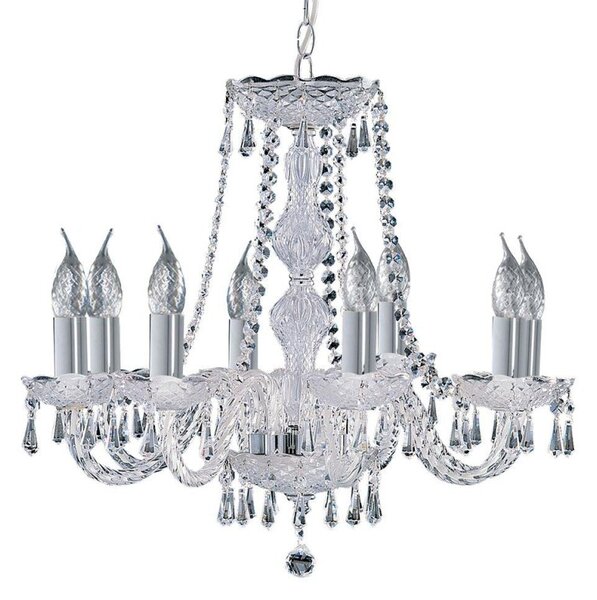 Searchlight 218-8 Hale 8 Light Crystal Chandelier In Chrome