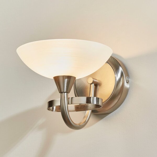 Endon CAGNEY-1WBSC 1 Light Glass & Satin Chrome Wall Light
