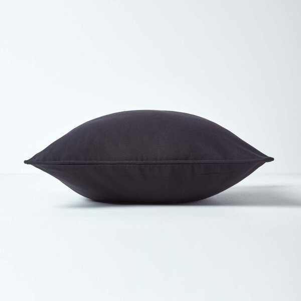 Homescapes Cotton Plain Black Cushion Cover, 30 x 30 cm