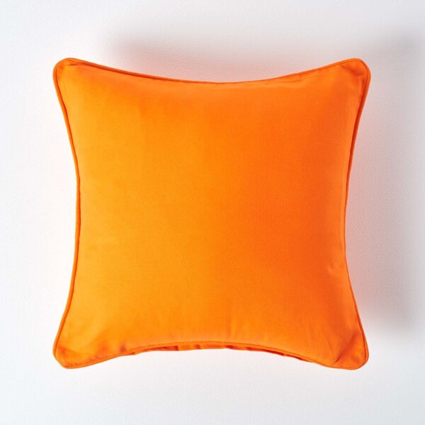 Homescapes Cotton Plain Orange Cushion Cover, 30 x 30 cm