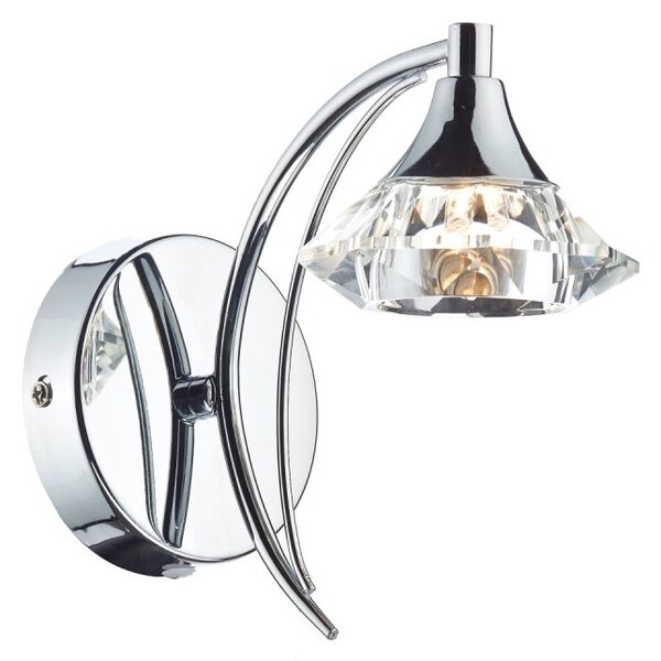 Dar LUT0750 Luther Single Switched Crystal Wall Light - Polished Chrome