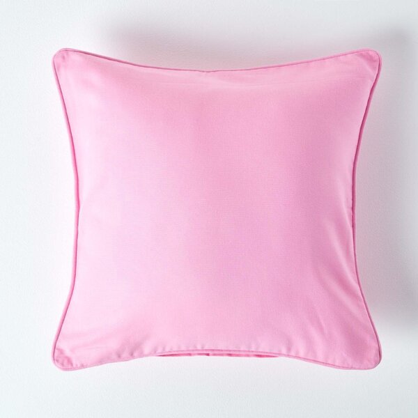 Homescapes Cotton Plain Pink Cushion Cover, 30 x 30 cm