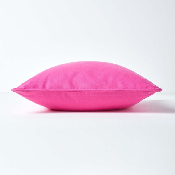 Homescapes Cotton Plain Cerise Cushion Cover, 45 x 45 cm