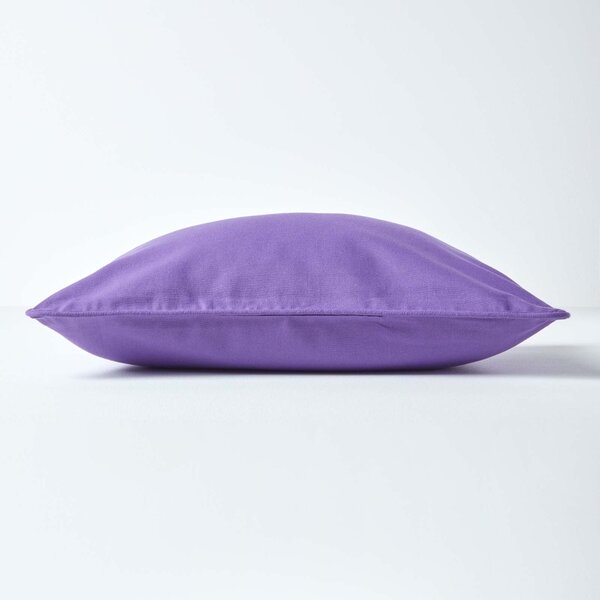 Homescapes Cotton Plain Purple Cushion Cover, 30 x 30 cm