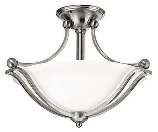 HK/BOLLA/SF 2 Light Brushed Nickel & Glass Semi Flush Light