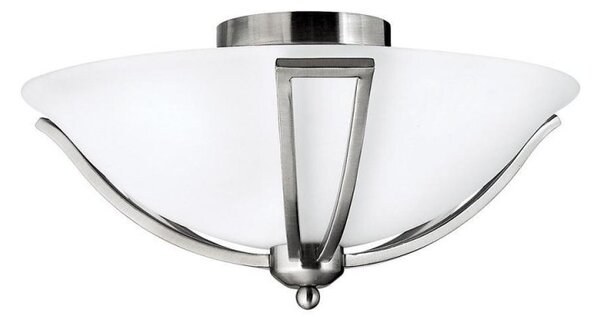 HK/BOLLA/F 2 Light Brushed Nickel & Opal Glass Flush Light