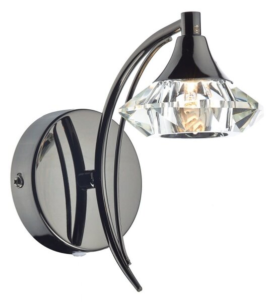 Dar LUT0767 Luther Single Switched Crystal Wall Light - Black Chrome