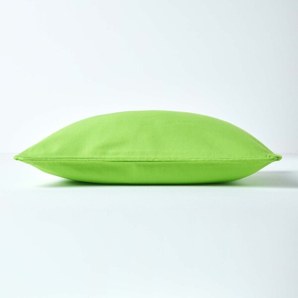 Homescapes Cotton Plain Green Rectangular Cushion Cover, 30 x 50 cm