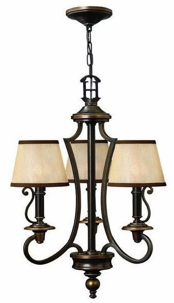 HK/PLYMOUTH3 3 Light Vintage Chandelier in Olde Bronze