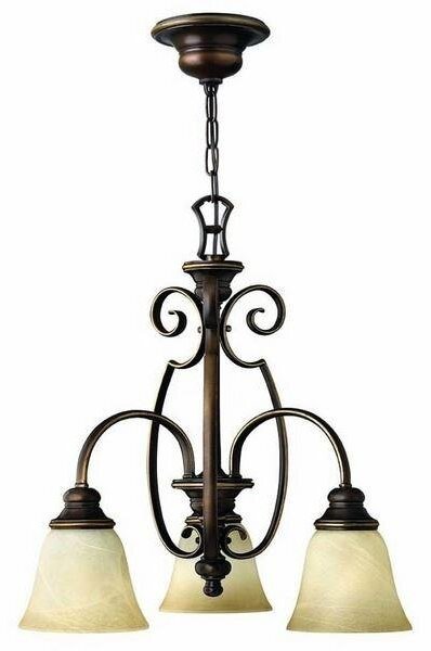 HK/CELLO3 3 Light Antique Bronze Simple Ceiling Chandelier