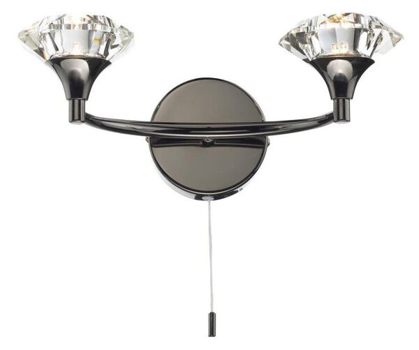 Dar LUT0967 Luther 2 Light Black Chrome Crystal Wall Light