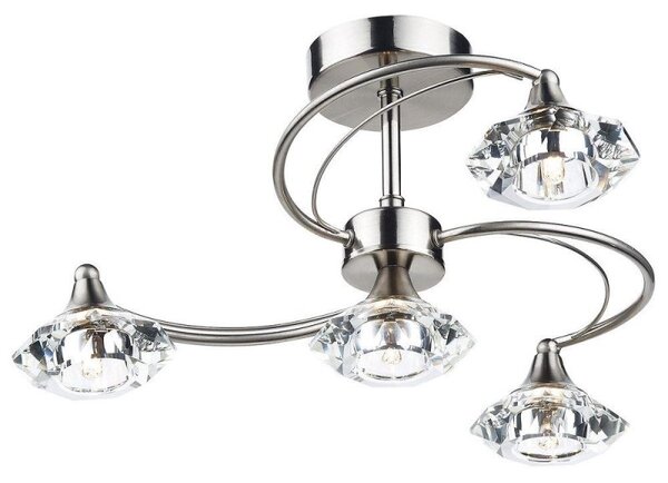 Dar LUT0446 Luther 4 Light Semi Flush Ceiling Light in Satin Chrome