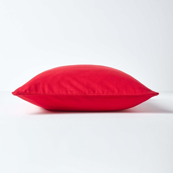 Homescapes Cotton Plain Red Cushion Cover, 30 x 30 cm