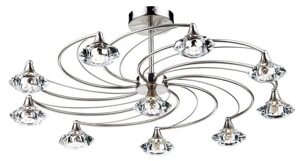 Dar LUT2346 Luther 10 Light Satin Chrome Semi-Flush Ceiling Light
