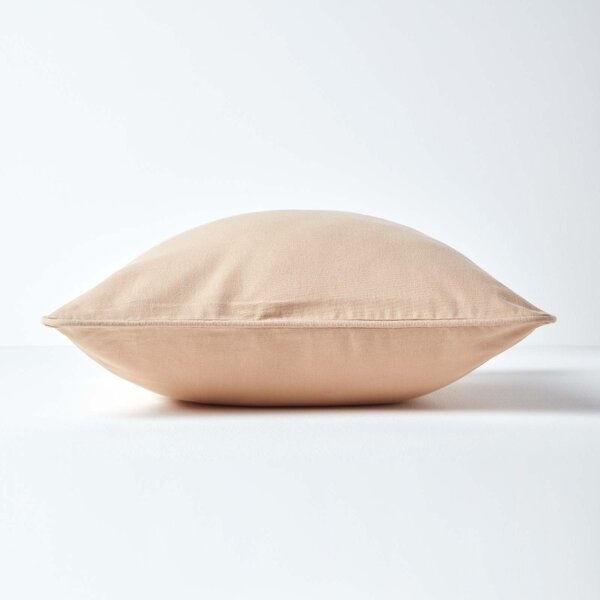 Homescapes Cotton Plain Beige Cushion Cover, 45 x 45 cm