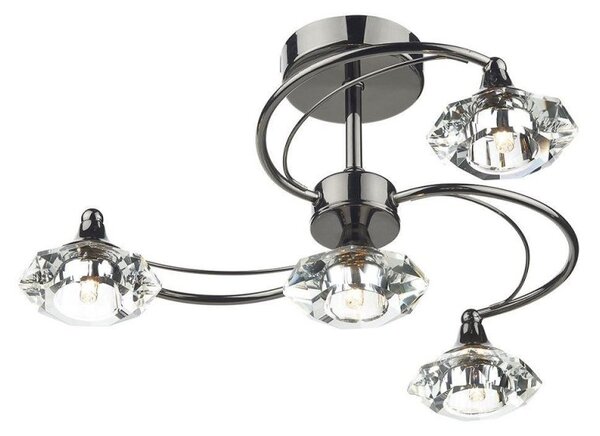 Dar LUT0467 Luther 4 Light Semi Flush Ceiling Light in Black Chrome