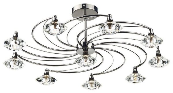 Dar LUT2367 Luther 10 Light Black Chrome Semi-Flush Ceiling Light