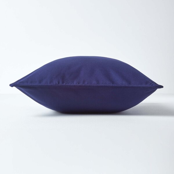 Homescapes Cotton Plain Navy Blue Cushion Cover, 30 x 30 cm